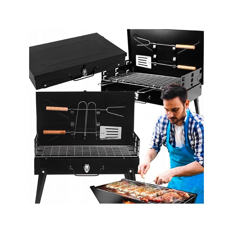 Barbacoa portátil plegable de carbón | Ligera y estable