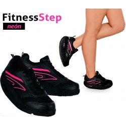 Zapatillas balancín para adelgazar, Fitness Step Neón - mujer